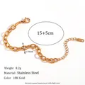 Bracciale minimalista a maglie ovali in acciaio inossidabile placcato oro 18 carati - Bracciale a Catena / Oro / 15cm+5cm