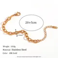 Bracciale a catena spessa in acciaio inossidabile placcato oro 18K con chiusura a moschettone - Cavigliera Catena a Croce / Oro / 20cm+5cm