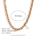 Collana a catena in acciaio inossidabile placcato oro 18K da 6,9mm, 45+5cm lungo - Collana a catena a croce / Oro / 45cm+5cm