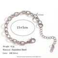 6.9mm silver stainless steel cable chain bracelet with lobster clasp and adjustable tail - Cross Chain Bracelet / Silver / 15cm+5cm