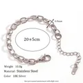 Minimalist 6.9mm silver stainless steel chain bracelet with lobster clasp and extender - Cross Chain Anklet / Silver / 20cm+5cm