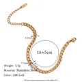 18K gold plated stainless steel Cuban chain bracelet with pear cut white zircon stone - Water Drop Zirconia 4.5mm NK Chain / Gold