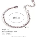 Minimalist 18K silver stainless steel box chain bracelet with lobster clasp and extender - 3mm / Steel Color Anklet (20cm+5cm)