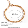18K gold plated stainless steel box chain bracelet with 15+5cm adjustable length - 3mm / Gold Bracelet (15cm+5cm)
