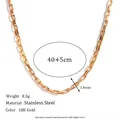 Gold 18K plated stainless steel box chain necklace for women, 3mm width, 45cm length - 3mm / Gold Necklace (40cm+5cm)