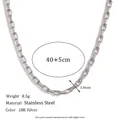 Dainty minimalist stainless steel 18K silver paperclip box chain necklace for women - 3mm / Steel Color Necklace (40cm+5cm)