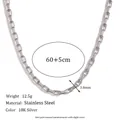Silver stainless steel box chain necklace with 3.0mm width, 60+5cm length, 12.5g - 3mm / Steel Color Necklace (60cm+5cm)
