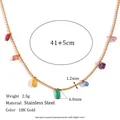 Detailansicht der 18K vergoldeten Edelstahlkette mit bunten Zirkonia-Anhängern - Halskette(40+5cm) / 18K Gold