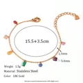 18K vergoldetes Edelstahlarmband mit bunten Zirkonsteinen 15,5 cm plus 3,5 cm Verlängerung - Armband (15.5+3.5cm) / 18K Gold
