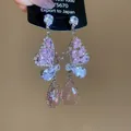 Eleganti orecchini pendenti a farfalla vintage con cristalli rosa e color champagne - 4# Silver Earring Post Color Oro Rosa