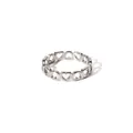 Minimalist silver stainless steel ring with a continuous hollow heart pattern design - US 6 / Silver (YYR023003-P)