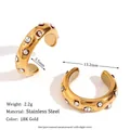 Boucles d'oreilles C en acier inoxydable plaqué or 18K avec cristaux brillants - Mini Ear Cuff Lisse en Forme de C avec Zircon - Or
