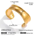 Polished gold wide cuff bracelet in stainless steel with irregular multi-layer open design - Wide Glossy Polished Style (JDB0107013)