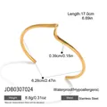 Golden irregular wavy line stainless steel open cuff bracelet with minimalist design - Simple Wave Curve Style (JDB0307024)