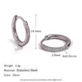 Boucles d'oreilles en acier argenté avec zircon AAA 2mm et diamètre de 14,1mm - Style Zircone à Bords Arrondis / 14mm / Argent