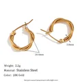 Elegante Creolen aus 18 Karat vergoldetem Edelstahl mit gedrehtem Seil-Design, 18,4 mm Durchmesser - 16mm / Gold