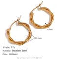 Edelstahl Creolen mit 18K Goldbeschichtung, gedrehtes Design, Durchmesser 21,4 mm - 20mm / Gold
