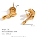 18K gold plated stainless steel irregular liquid metal stud earrings with dimensions - Stud Earrings / Gold Lava Heart
