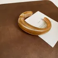 Minimalist C-shaped open bracelet with amber tortoiseshell resin texture design - 20# Eco Dark Coffee
