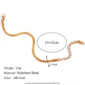 3.1mm wide snake bone bracelet in 18K gold plated stainless steel with lobster clasp - Gold Bracelet (15+5cm)