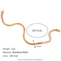 3.1mm wide stainless steel snake chain anklet with 18K gold plating and lobster clasp - Gold Anklet (20+5cm)