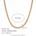 Gold plated 3.1mm stainless steel snake chain necklace with 60+5cm adjustable length - Gold Necklace (60+5cm)