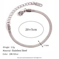 Flat snake chain bracelet in silver stainless steel, width 3.1mm with extension chain - Steel Anklet (20+5cm)