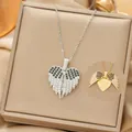 Elegant 18K gold plated wing heart necklace with pavé zircons and hidden I LOVE YOU engraving - Two-tone Opening Wings LOVE YOU / Silver