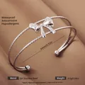 Silver bow cuff bracelet in 304 stainless steel with double layered texture and 64mm size - Silver Bow Texture Style