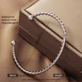Silver 304 stainless steel open cuff bracelet with spiral wire design and ball ends - Silver Wire Wrap Style