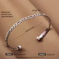 Adjustable 304 stainless steel open cuff bracelet with silver Cuban link chain design - Silver Chain Style