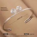 Silver adjustable stainless steel cuff bracelet with hollow spiral design features - Silver Tight Fillet Style