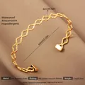 Adjustable 18k gold plated wave textured stainless steel cuff bracelet for women - Gold Overlapping Wave Style