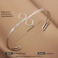 Silver minimalist open cuff bracelet with spiral design in waterproof stainless steel - Silver Infinity Style