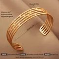 Exaggerated 18k gold plated stainless steel open bangle with five-layer minimalist rings - Gold Hollow Round Style (32)