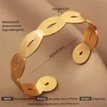 Exaggerated 18k gold plated stainless steel open bangle with woven texture design - Gold Cross Texture Style (34)