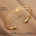 Adjustable 18k gold plated stainless steel evil eye bangle with pearl accent - Gold Artificial Pearl Evil Eye Style (35)