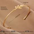 Exaggerated rose open bracelet in 18k gold plated stainless steel with hollow design - Gold Rose Style (41)
