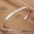 Braided texture open cuff bracelet made of 18k gold-plated 304 stainless steel material - Silver Cross Wave Style (47)