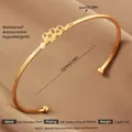 Minimalist 18k gold plated stainless steel snake open bracelet with a polished finish - Gold Snake Titanium Steel Style (48)