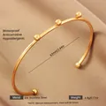 Minimalist 18k gold plated stainless steel open bangle with triple gold bead accents - Gold Open Style with Multi Spheres