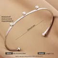 Adjustable silver stainless steel cuff bracelet with triple sphere design detail - Silver Open Style with Three Spheres