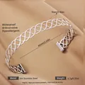 Exquisite 304 stainless steel hollow woven open bangle in polished silver finish - Silver Interlaced Wave Style (66)