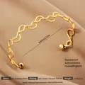 Exaggerated wavy 18K gold plated stainless steel adjustable open bangle for women - Gold Interlaced Wave Style (70)