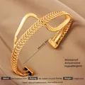 Exaggerated 18k gold plated open adjustable cuff bracelet in stainless steel - Gold Z-Shaped Threaded Style