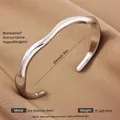 Irregular wavy open cuff bracelet in silver finish 304 stainless steel material - Silver Irregular Polished Style