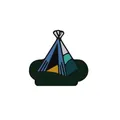 Badge créatif en émail de tente tipi d'extérieur avec un design de dessin animé - Tente