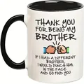 11oz ceramic coffee mug with 'Brother' typography and black interior in gift box - To Brother Style (6886-15)
