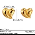 Orecchini a lobo a cuore in acciaio inossidabile placcato oro 18K con dimensioni - Oro