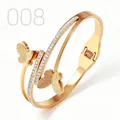Detailed close-up of butterfly bangle with rose gold plating and zircon inlay - Rose Gold Row Diamond Frosted Butterfly Style (008)